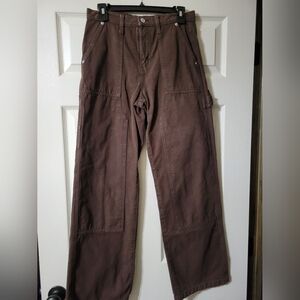Womens Size 5 Highest Rise Carpenter Jean. Color Brown. Wide Leg.